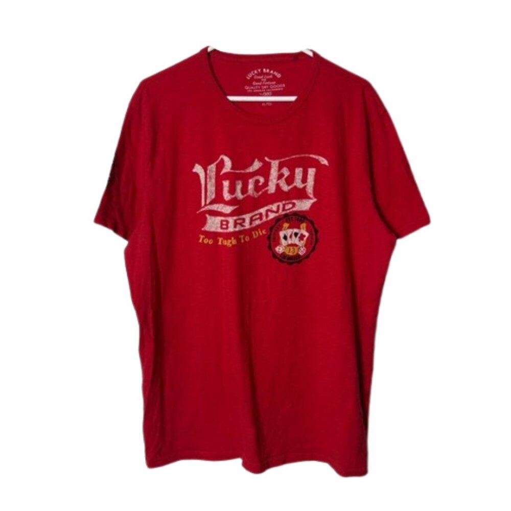 Lucky Brand red too tough to die short sleeve graphic tee men's XL - Picture 1 of 10